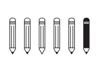 Pencil Icon Set Minimalist Modern Line Art Vector Collection