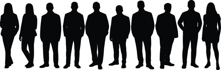 Business team silhouettes, corporate professionals, diversity in workplace, leadership concept, teamwork unity, office attire, HR strategy, anonymous staff, career growth, business 
