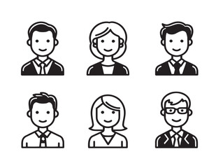 Clean Portrait Six Icons Outline Vector Modern Minimalist Design