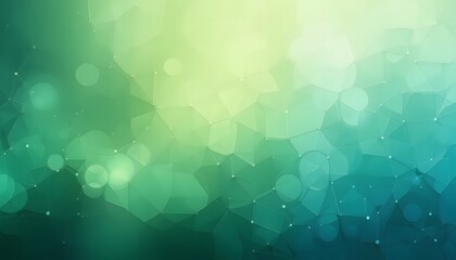 Abstract polygonal geometric low poly background with green and blue gradient and bokeh light