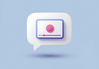 3D Video Player Icon in Speech Bubble for Social Media Marketing and Online Communication Platforms Concept