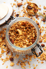 Granola with nuts and dry fruits for breakfast