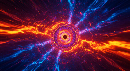 Abstract Energy Vortex with Fiery and Electric Colors in Motion