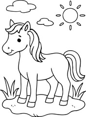 Adorable walrus coloring book illustration featuring a playful Y2K Wool Yarn inspired design for kids and toddlers