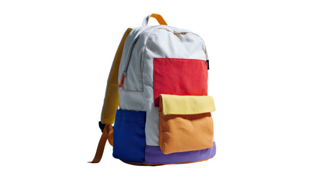 Colorful patchwork backpack with compartments - Powered by Adobe