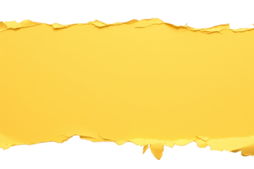 Golden Yellow Torn Paper Border Edge with Rough Texture Isolated on Transparent Background for Design Overlay and Creative Projects and Invitations