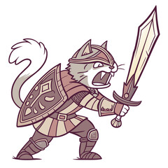 Fototapeta premium Ferocious Feline Warrior Armored Cat Ready for Battle
