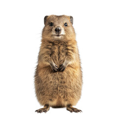 Cute Quokka Standing on White Background