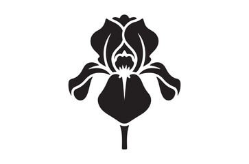 Elegant Black Iris Blossom Silhouette An Artistic Floral Design with Graceful Petals and Botanical Simplicity for Fashionable Prints and Minimalist Aesthetic Artworks or Embellishments
