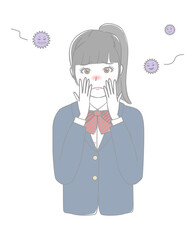 ウイルスに困る女子生徒