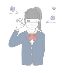 マスクをする女子生徒
