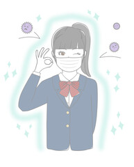 マスクをする女子生徒