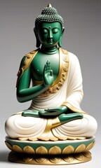 Serene Green Buddha Statue with Intricate Detailing and Graceful Pose