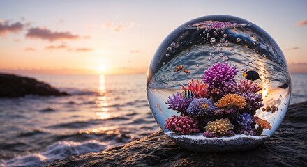 Glass Sphere Encapsulating Coral Reef  
