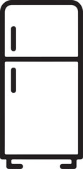 Simple outline icon of a modern two door refrigerator freezer appliance
