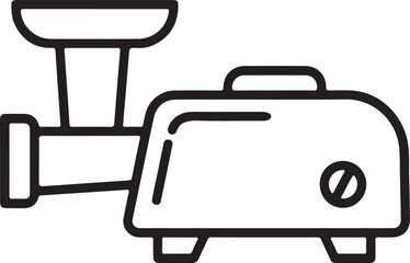 Simple line art icon of an electric meat grinder for food preparation