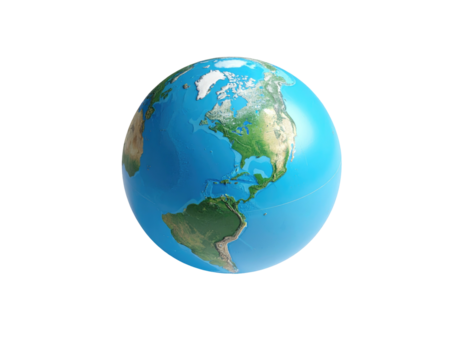 Realistic rendering of planet Earth against a black background, highlighting the Americas