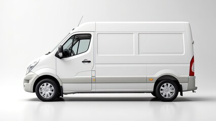 Modern White Delivery Van on Minimalist Background Displaying Design