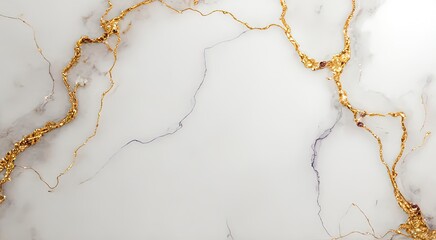 Elegant White Marble Background with Gold Veins for Design Use