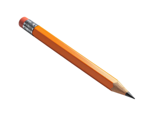 A yellow and black writing tool with an eraser and a sharpened point