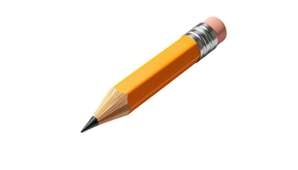Detailed orange pencil with sharpened lead and pink eraser against black background