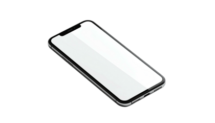 Angled view of a smartphone with a bright blank screen on a black background