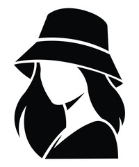 Elegant Woman Silhouette Icon Wearing Stylish Hat.