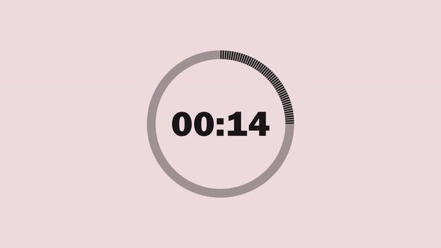 twenty seconds countdown timer animation from 20 seconds to 0 seconds with alpha channel, twenty seconds countdown.
