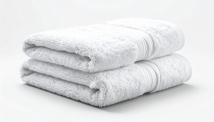 Close-up of Folded White Towel Showing Soft Fluffy Texture