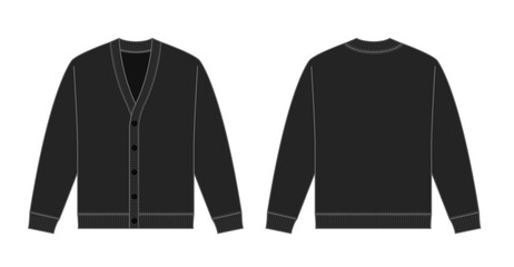 Vector template illustration of  knitted cardigan