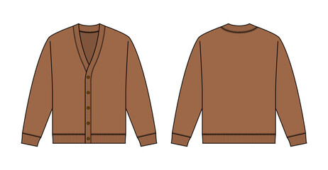 Vector template illustration of  knitted cardigan