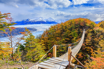 Torres Del Paine National Park, Chile. Wodden bridge at the Grey glacier.