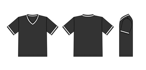 T-shirt template illustration (multi-color ribbed sleeves)