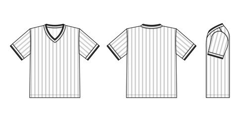 T-shirt template illustration (multi-color ribbed sleeves)