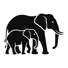 Elephant silhouette on a white background Vector Image