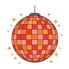 Retro Disco Ball with Sparkling Starbursts.
