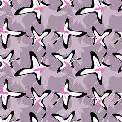 Lilac black modern abstract flowers 