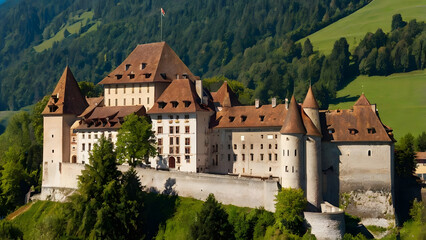 Obraz premium You can also visit the city's landmark, Gruyeres Castle, an ancient castle built since the 13th century.