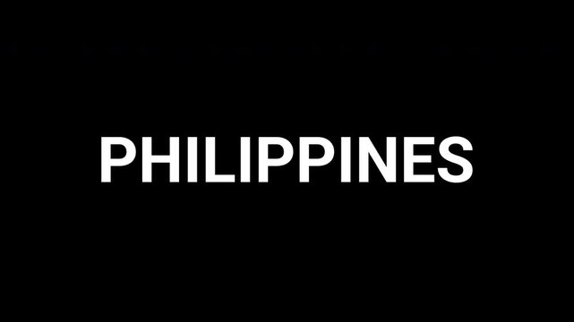 Unfolding Philippines Text Animation with Dynamic Black and White Geometric Pattern. 4k text animated video