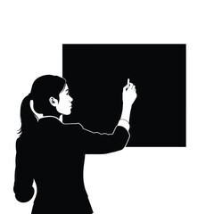silhouette of a woman writing on a blackboard