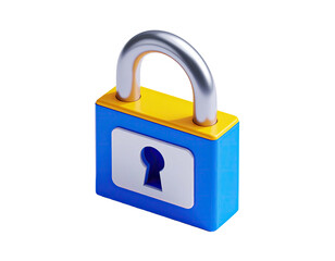 3D render of a colorful padlock with a keyhole on a black background