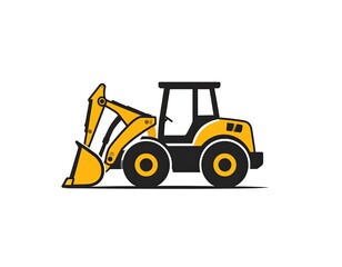 Naklejka premium Yellow and black side view of a construction vehicle