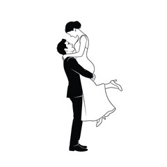 groom lifting bride in his arms