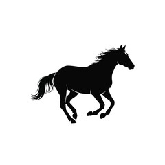 black silhouette of a horse running
