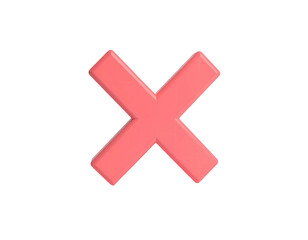 A plump, light-red cross mark against a stark black background