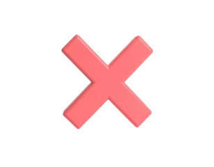 A plump, light-red cross mark against a stark black background