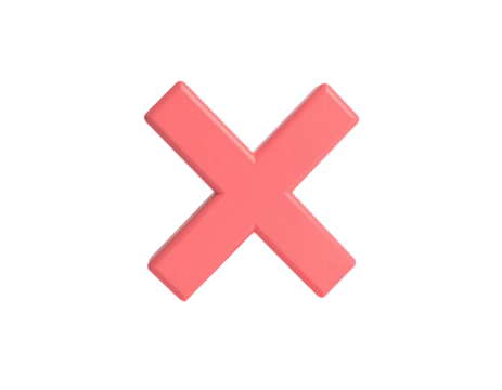 A plump, light-red cross mark against a stark black background