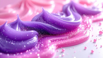 Glossy purple and pink swirls with scattered glitter