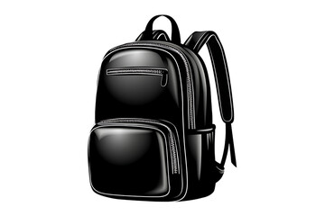 Fototapeta premium Sleek black backpack with modern design details for travel, school, or everyday carry, perfect for students and professionals on the go