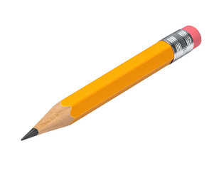 Realistic, isolated, yellow pencil with a pink eraser, against a black background